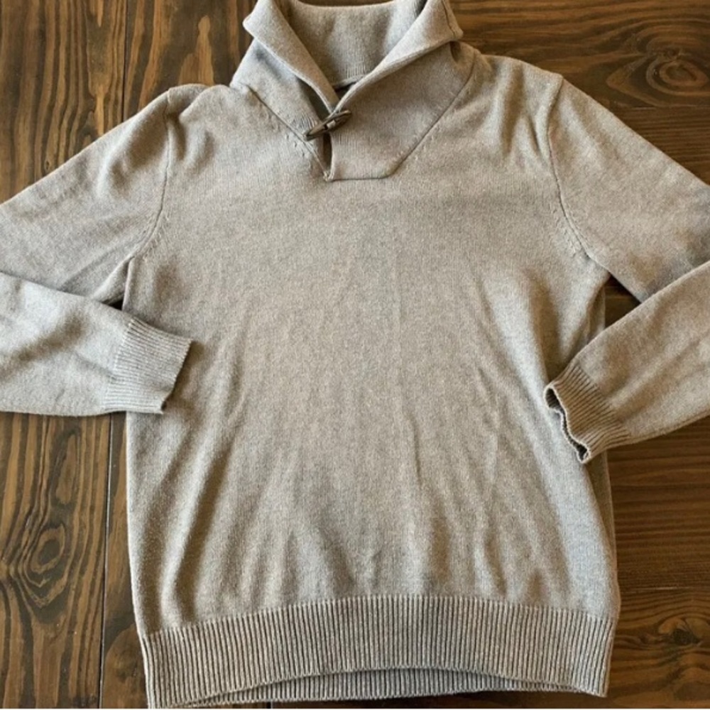J.Crew Cowl Neck with Toggle Sweater Tan Small 100% Cotton